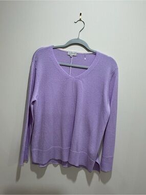 Kinross cashmere Lavender V-Neck Sweater size medium